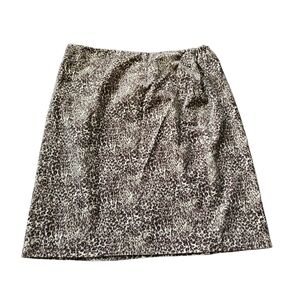 New Talbots Animal Cheetah Print Brown and Black 100% Cotton A-Line Skirt